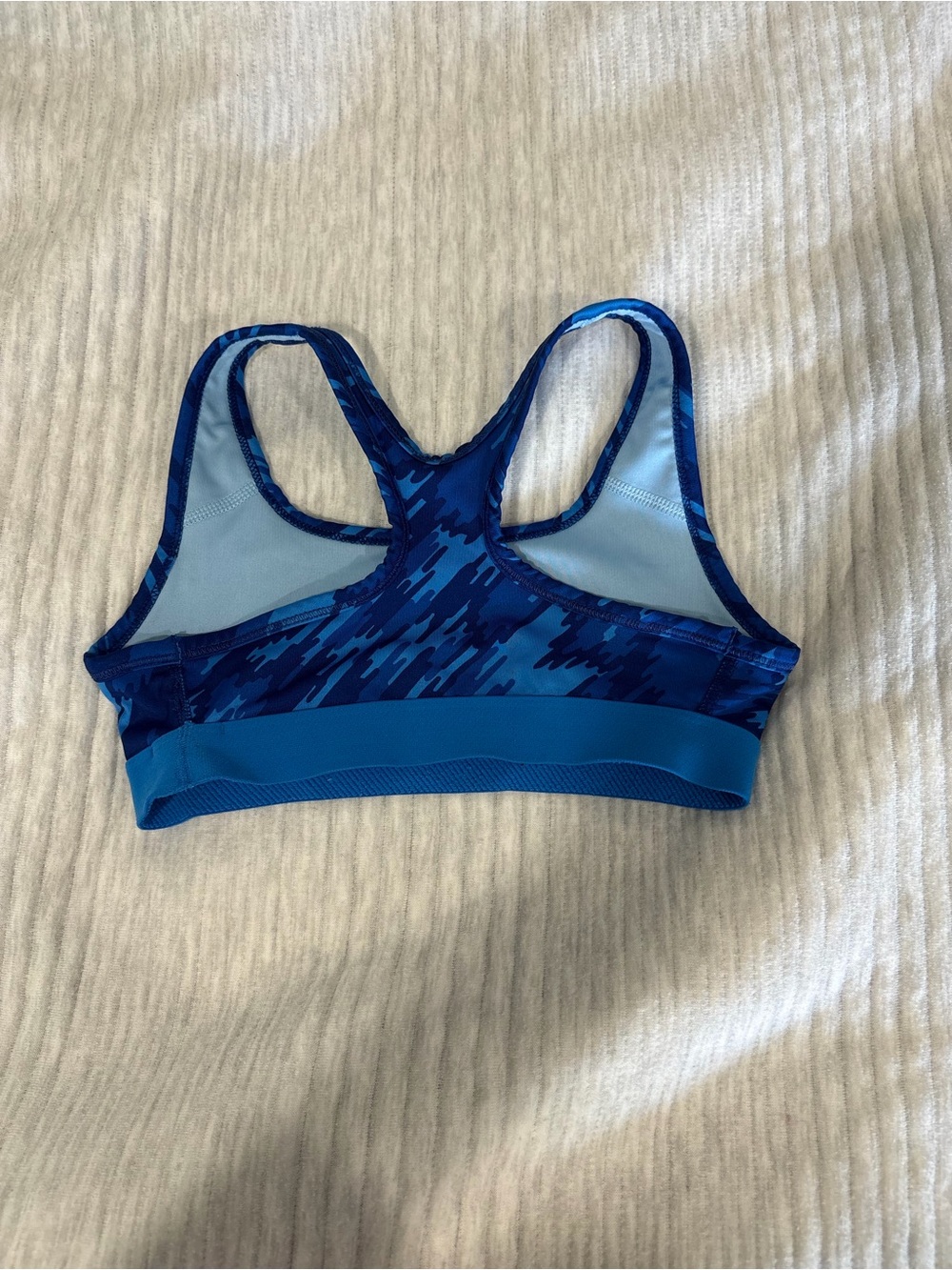 Nike Blue Patterned Dri-FIT Racerback Sports Bra - Picture 2 of 3